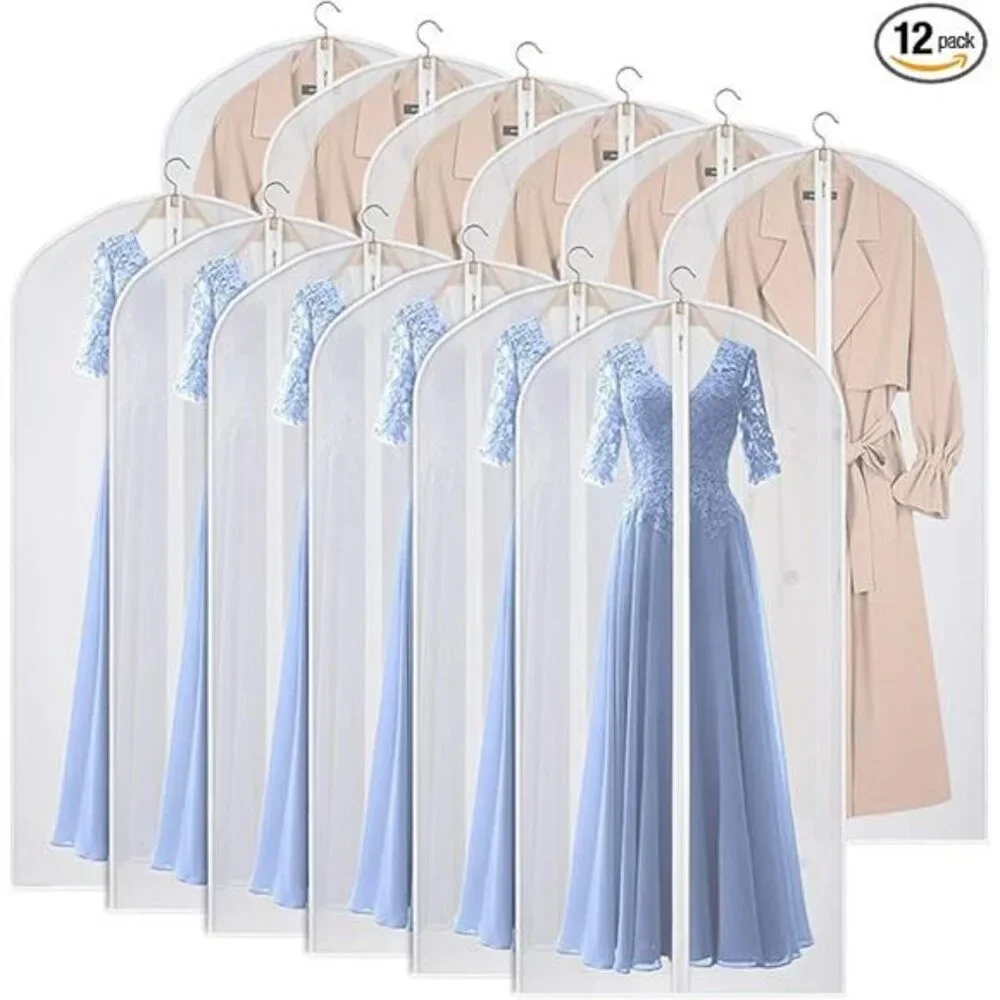 Clear Garment Bags Set of 12 60 Inch Dress Suit Coat Storage Dust Proof Zipper